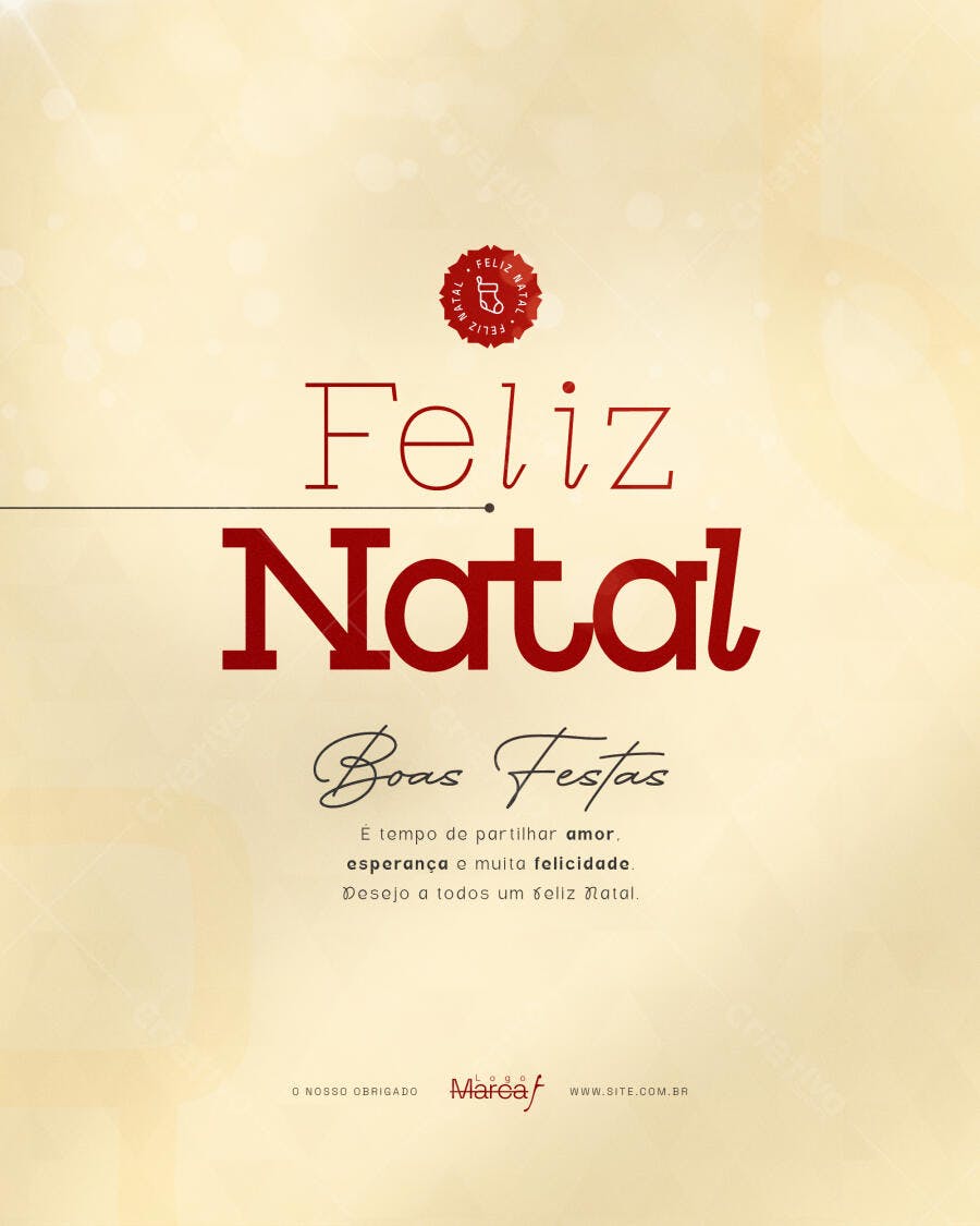 Post de Natal Minimalista para Feliz Natal PSD Editável
