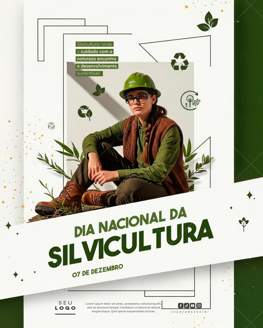 Flyer para Dia Nacional da Silvicultura PSD Editável