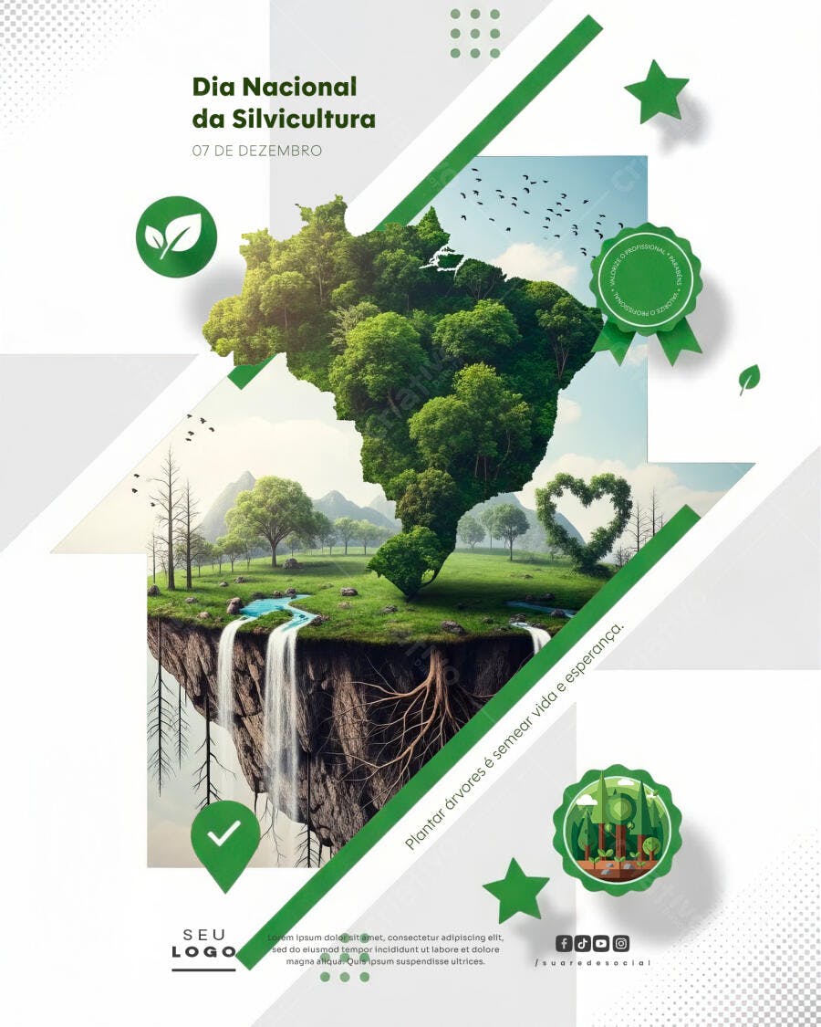 Flyer Dia Nacional da Silvicultura PSD Editável