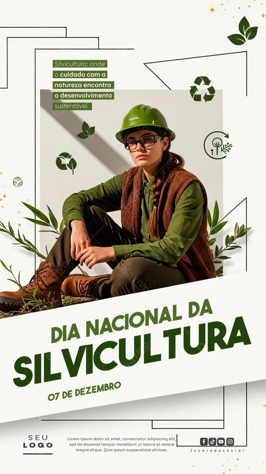 Flyer Social Media Dia Nacional da Silvicultura PSD Editável