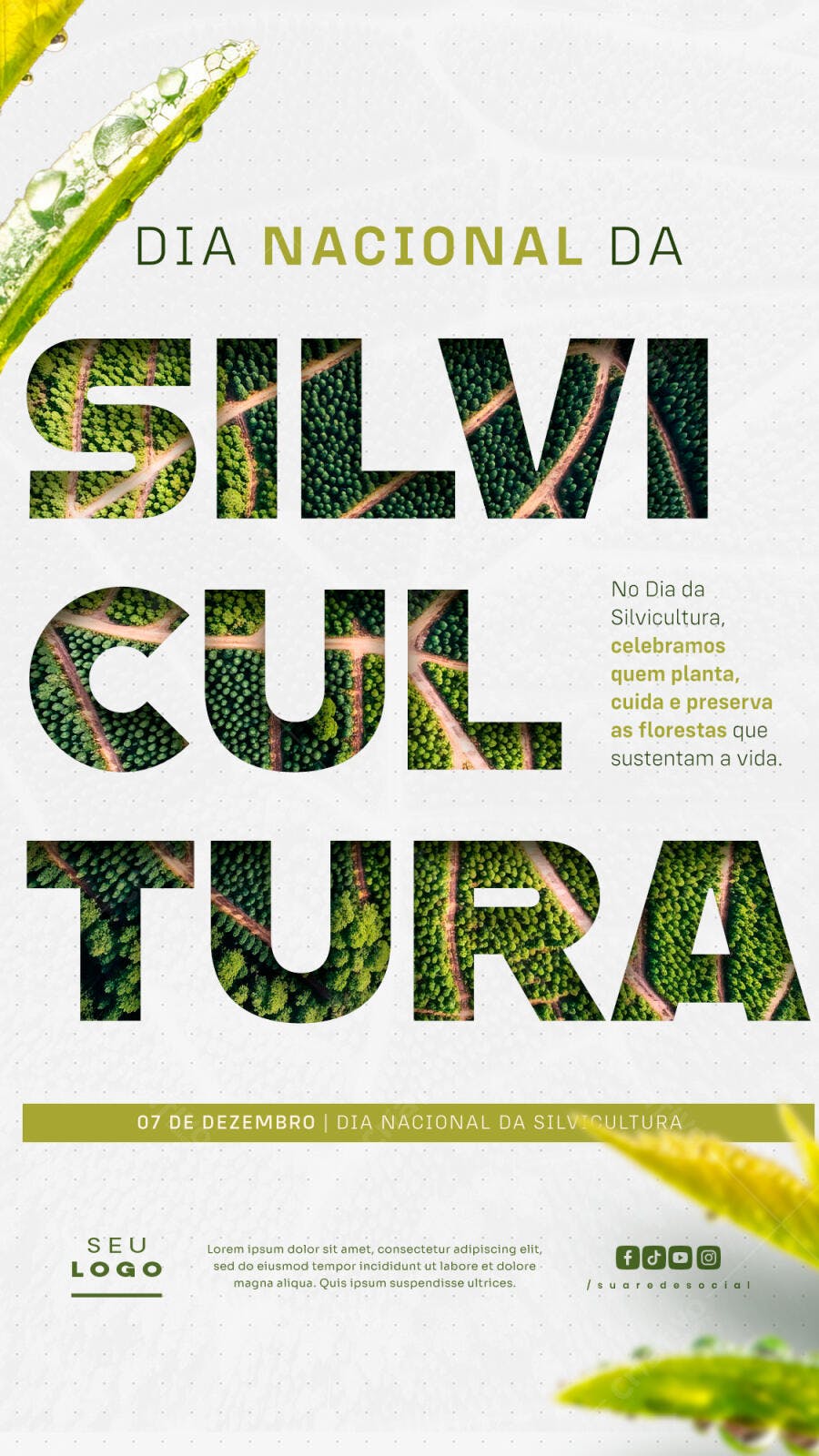 Flyer Vertical Dia Nacional da Silvicultura PSD Editável