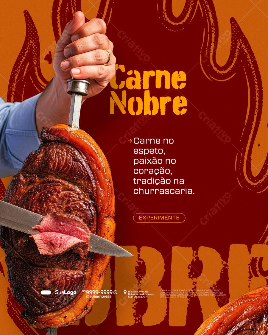 Flyer Churrasco Carne Nobre PSD Editável