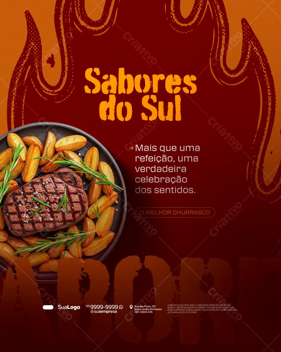 Flyer Sabores do Sul Churrasco PSD Editável