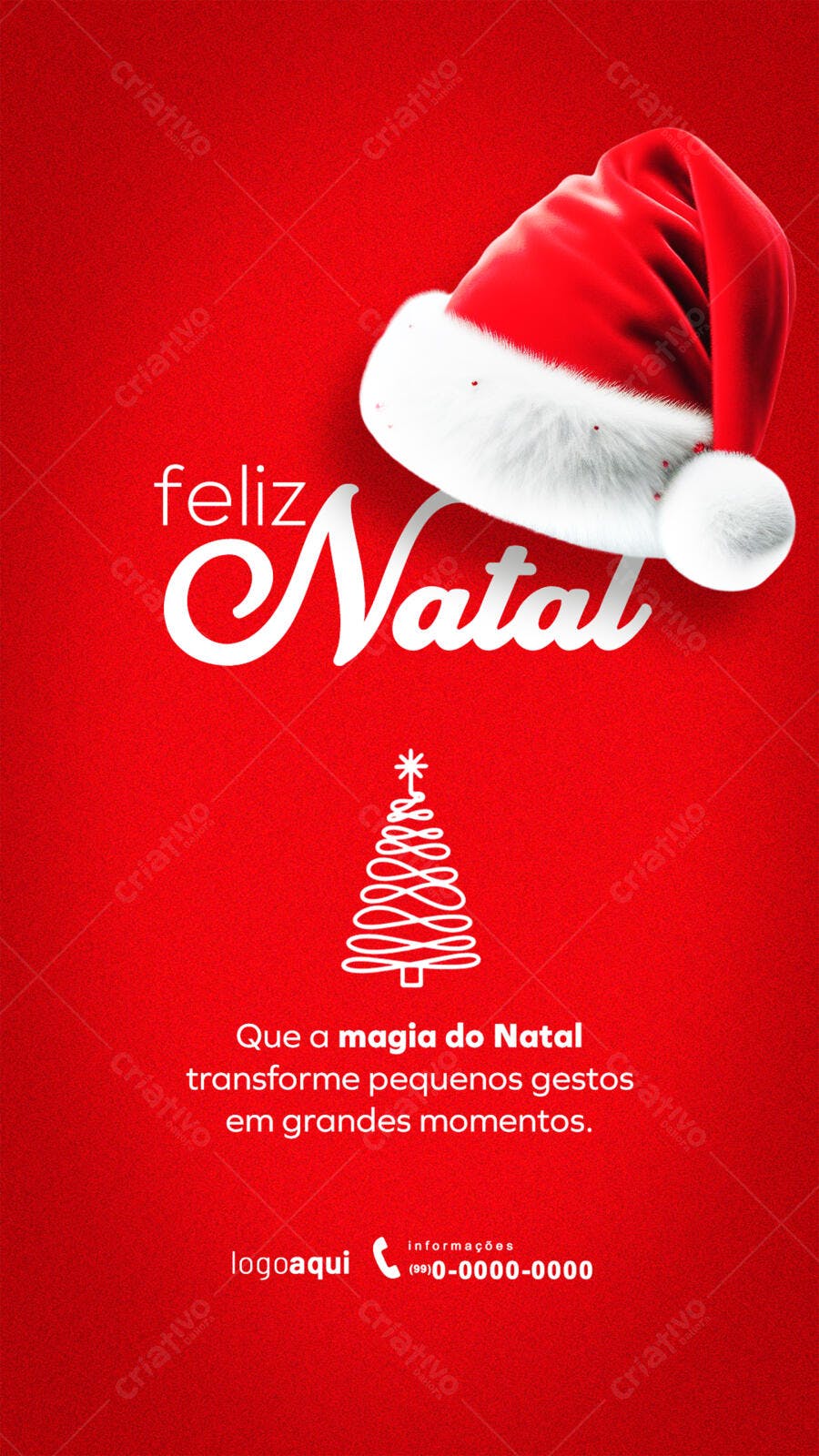 Flyer Story Natal com Chapéu de Papai Noel Vermelho PSD Editável