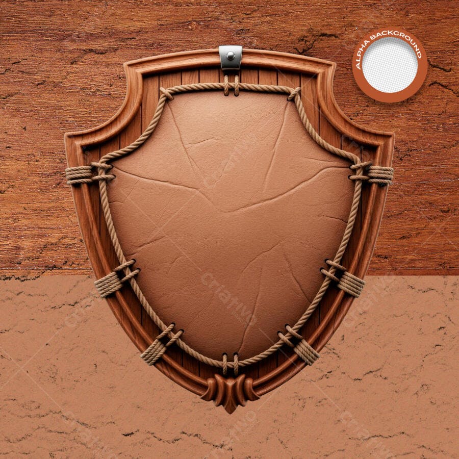 Placa Vintage de Madeira e Couro para Símbolo PSD Editável