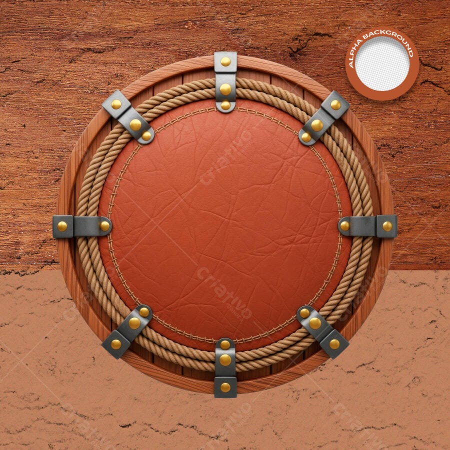 Emblema Circular para Tema Rústico e Aventura PSD Editável