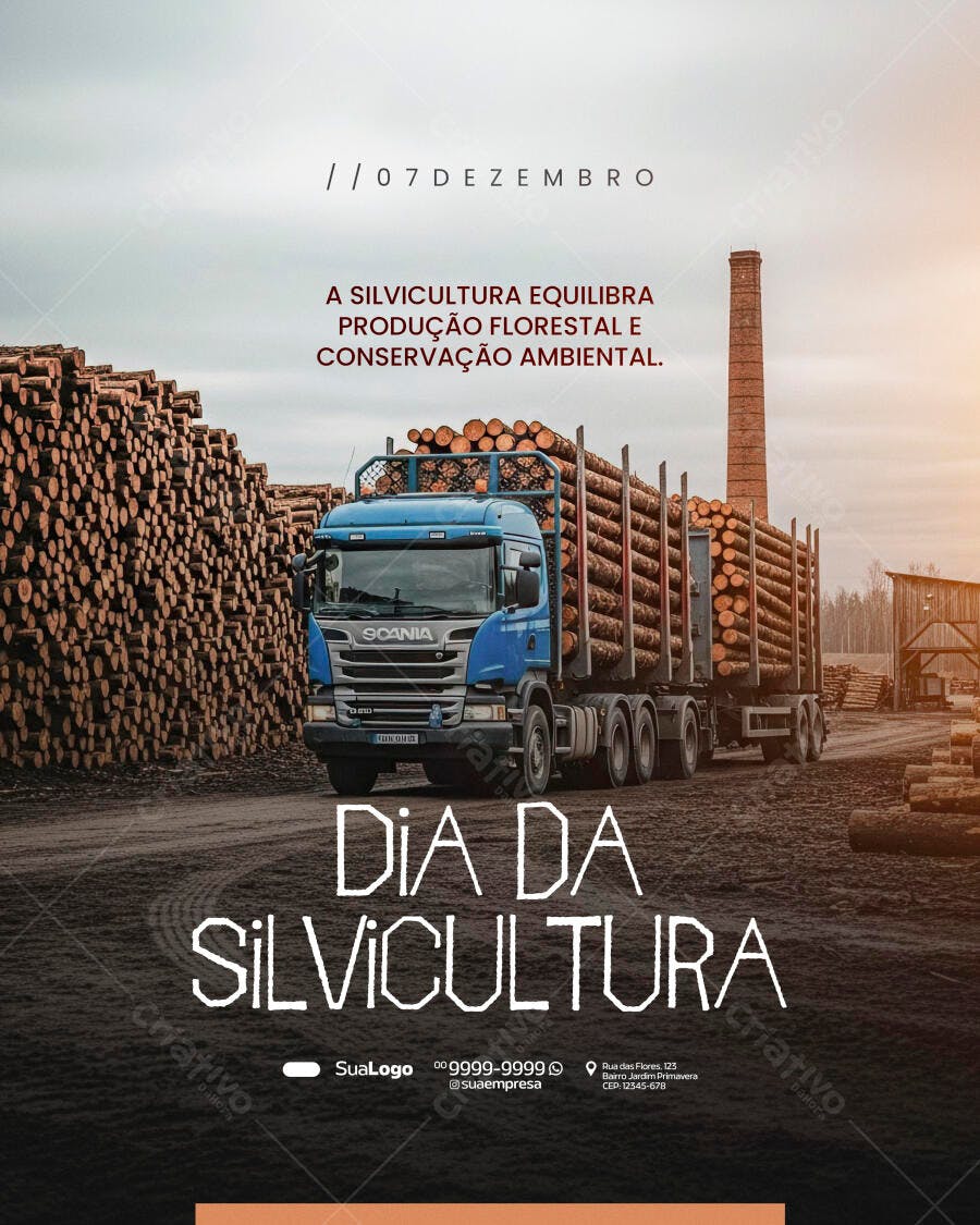 Flyer Dia da Silvicultura Produção e Conservação PSD Editável