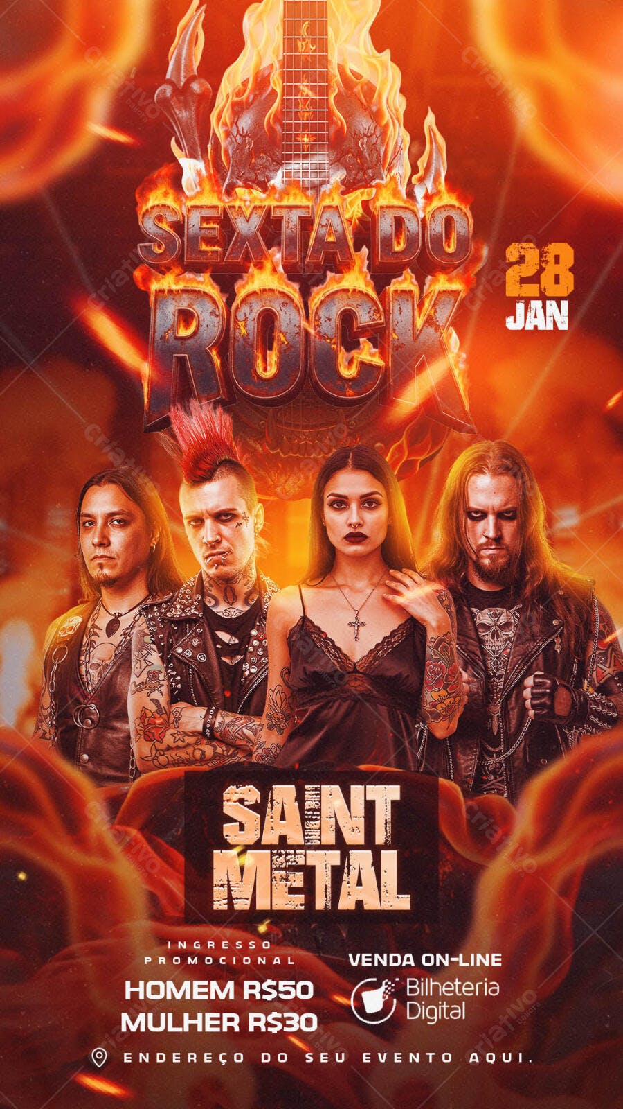 Flyer Sexta do Rock Show de Metal PSD Editável