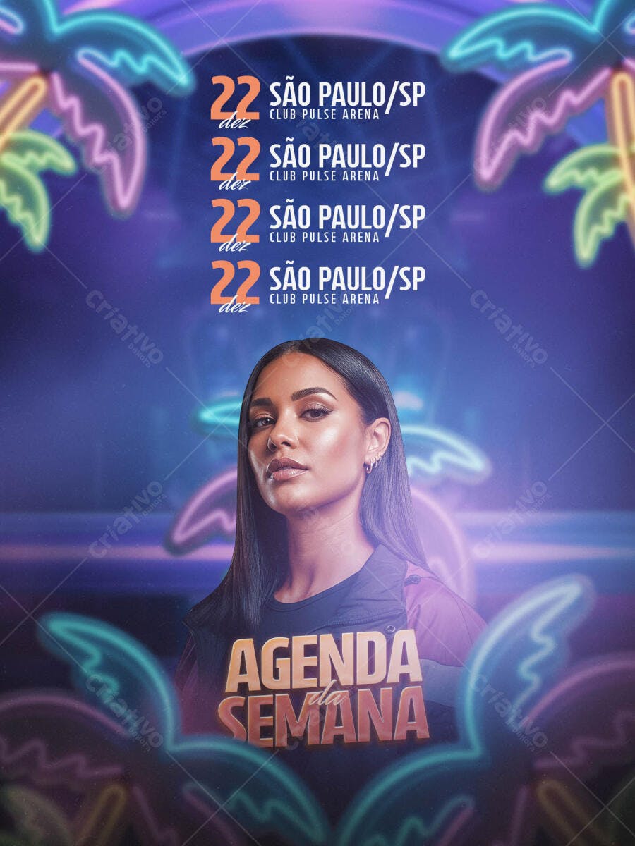 Flyer Agenda da Semana São Paulo Club Pulse Arena PSD Editável