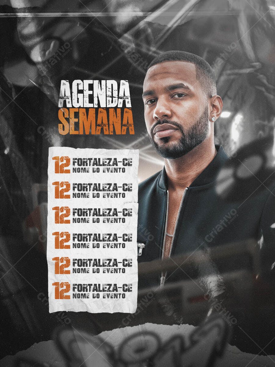 Flyer Agenda Semanal de Shows de Artista PSD Editável