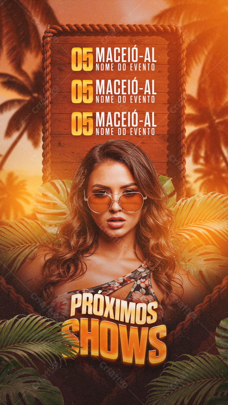 Flyer para Próximos Shows em Maceió PSD Editável