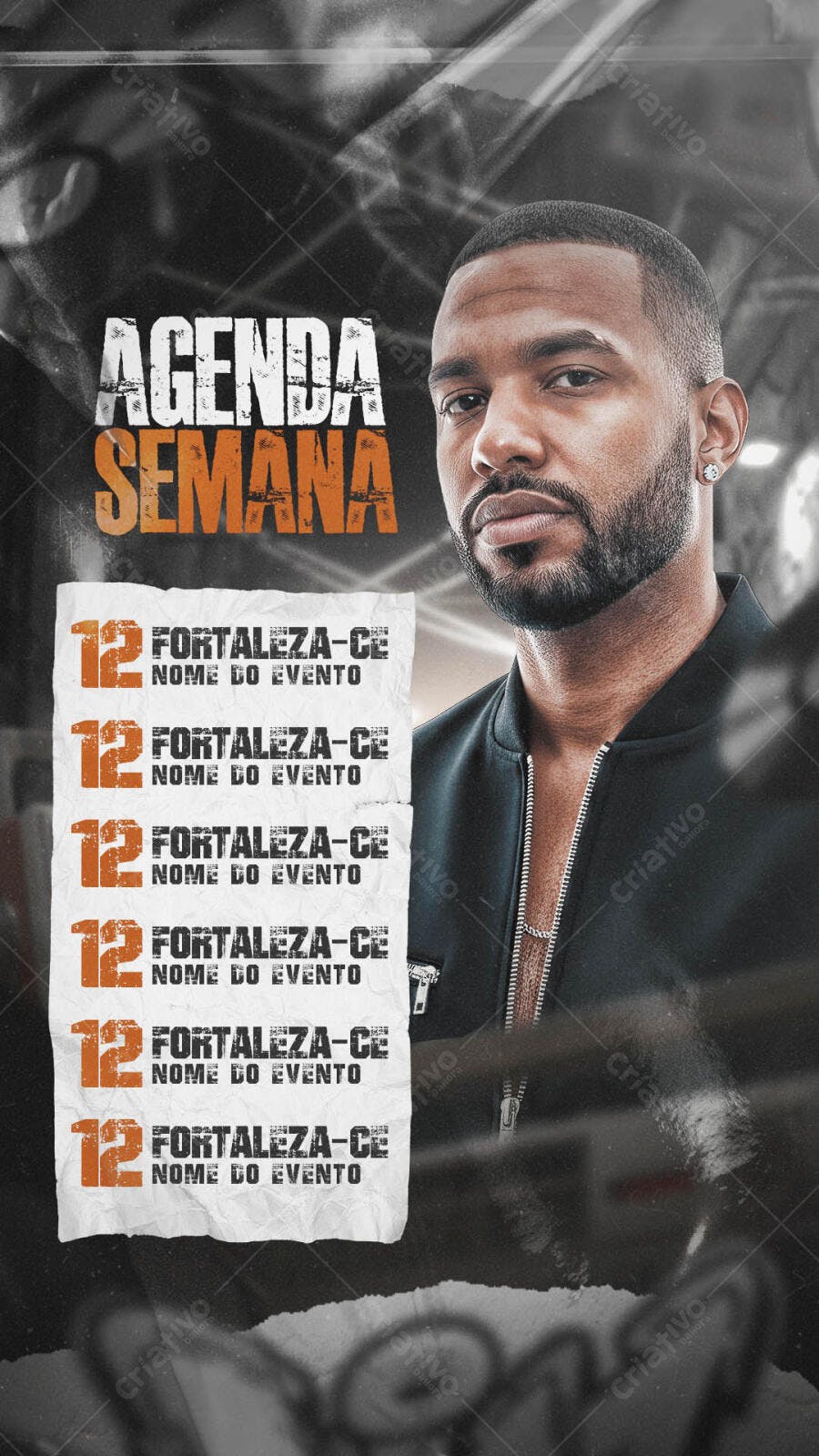 Flyer Agenda Semanal de Eventos Fortaleza PSD Editável