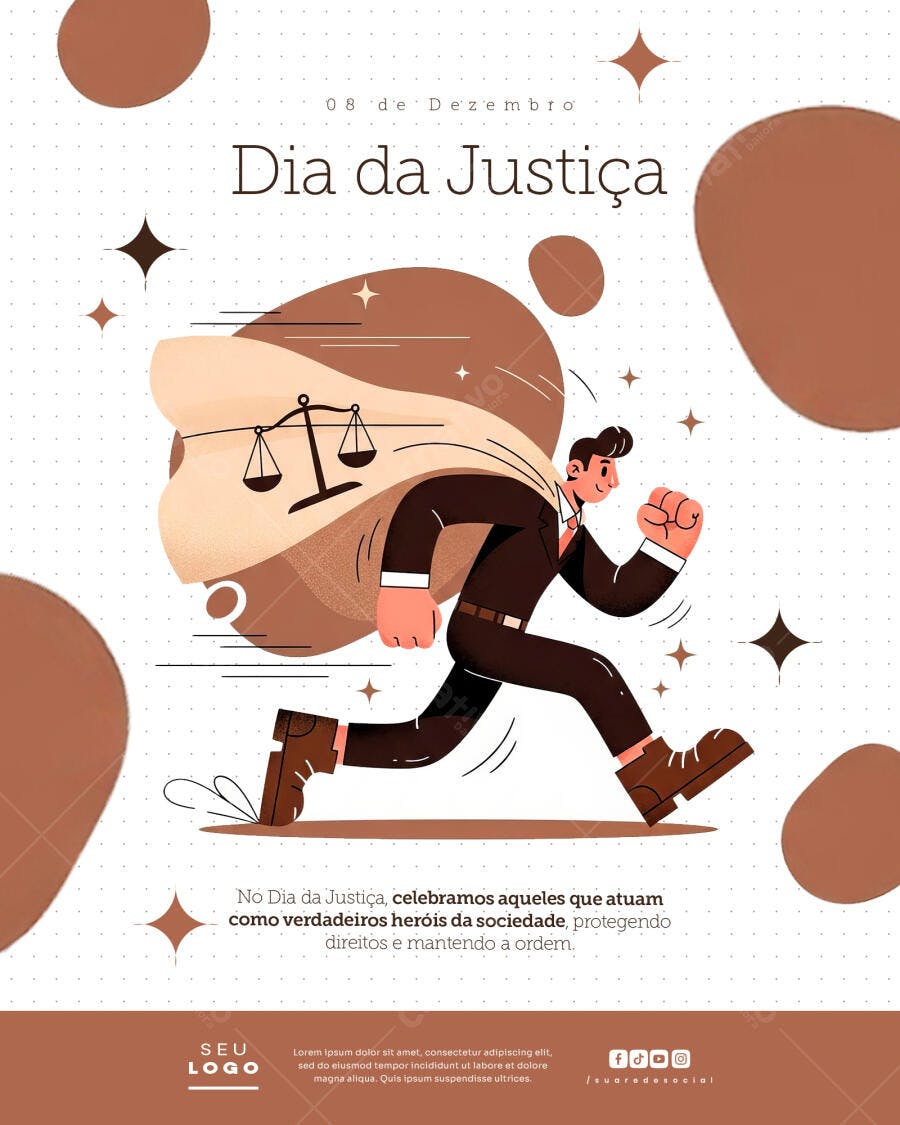 Flyer Dia da Justiça Ilustrado PSD Editável