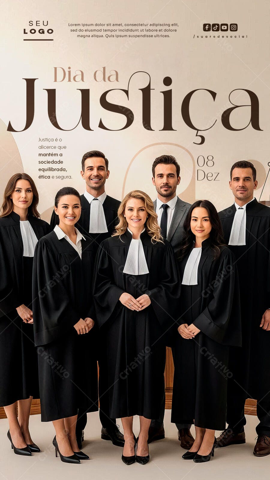 Flyer Dia da Justiça 08 Dezembro com Advogados PSD Editável