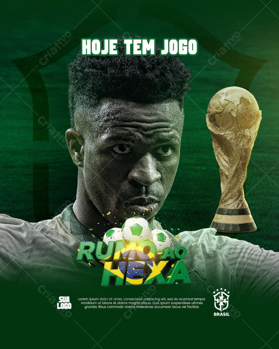 Flyer Jogo Brasil Rumo ao Hexa PSD Editável
