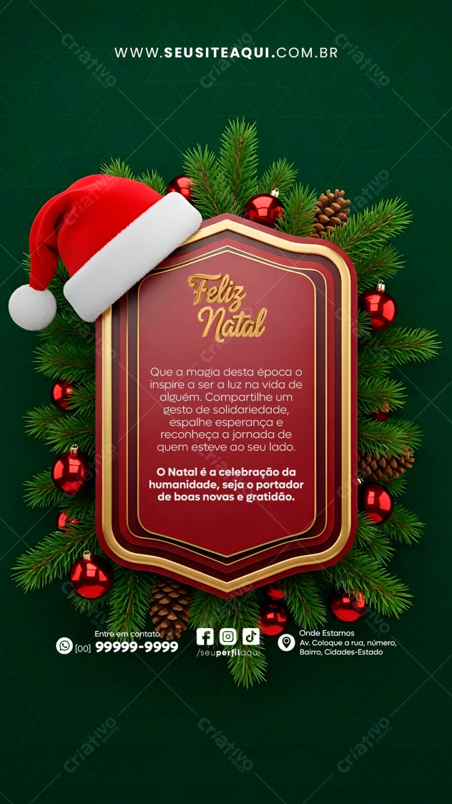 Post para Redes Sociais de Natal e Boas Festas PSD Editável