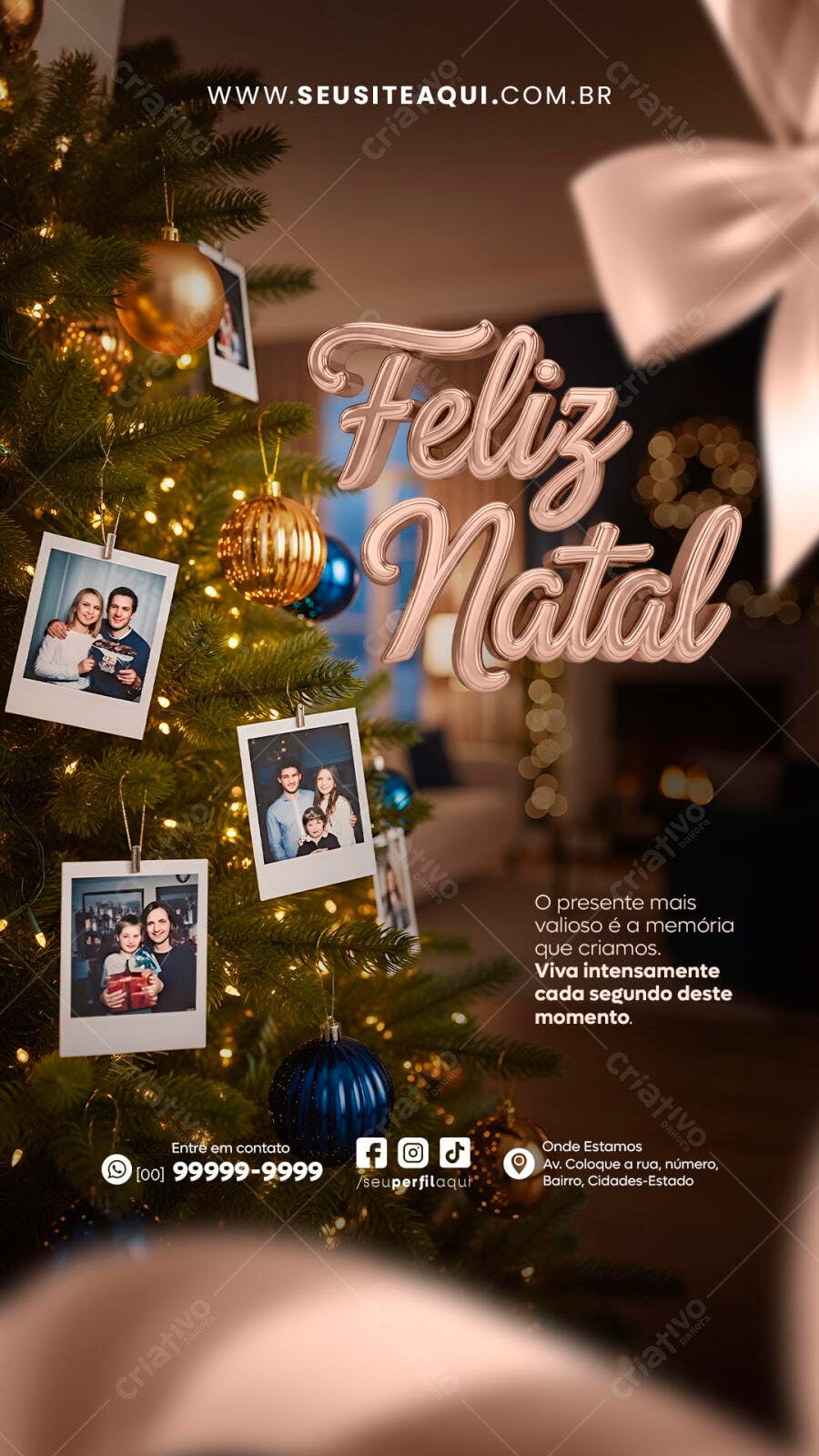 Post para Redes Sociais de Natal com Fotos de Família PSD Editável