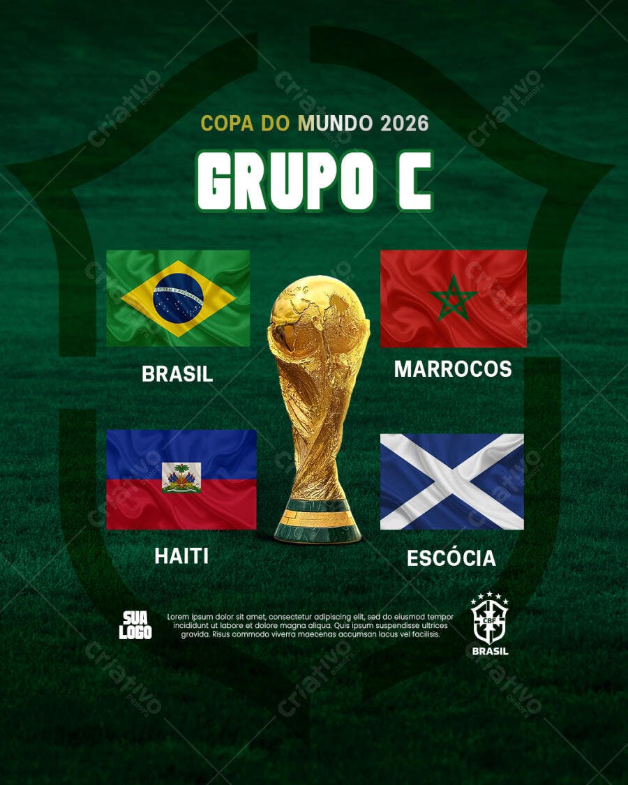Post para Redes Sociais Copa do Mundo 2026 Grupo C PSD Editável