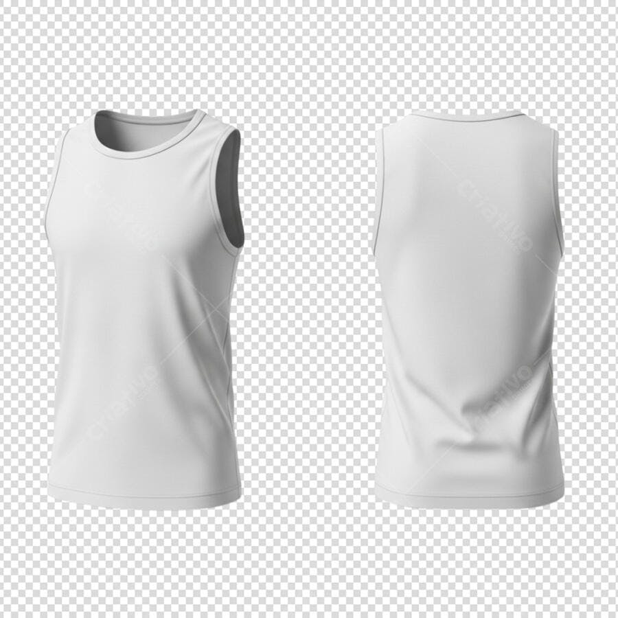Mockup Regata Branca Feminina para Apresentação de Estampas PSD Editável