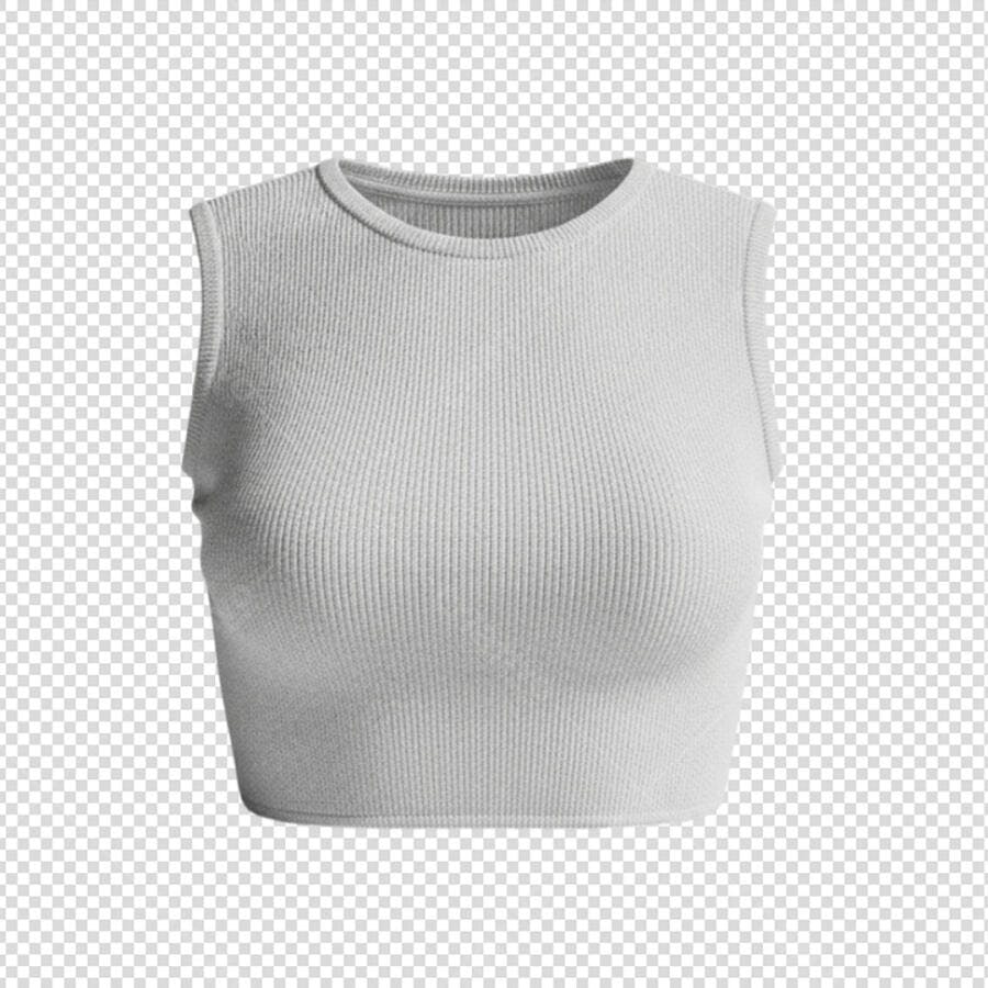 Mockup de Cropped Ribana Feminino Branco para Loja de Moda PSD Editável