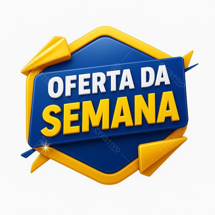 Selo promocional Oferta da Semana azul e amarelo PNG com fundo transparente