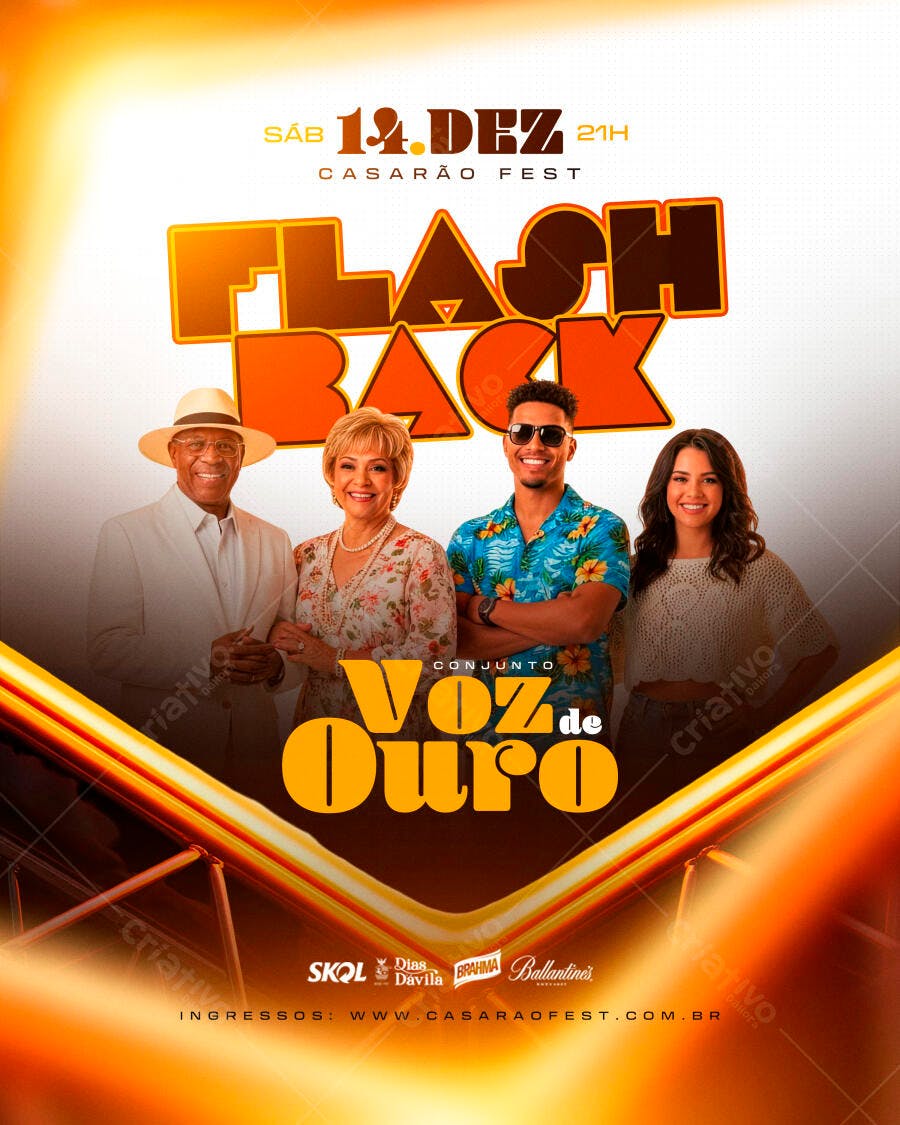 Flyer de Evento Flash Back Casarão Fest PSD Editável