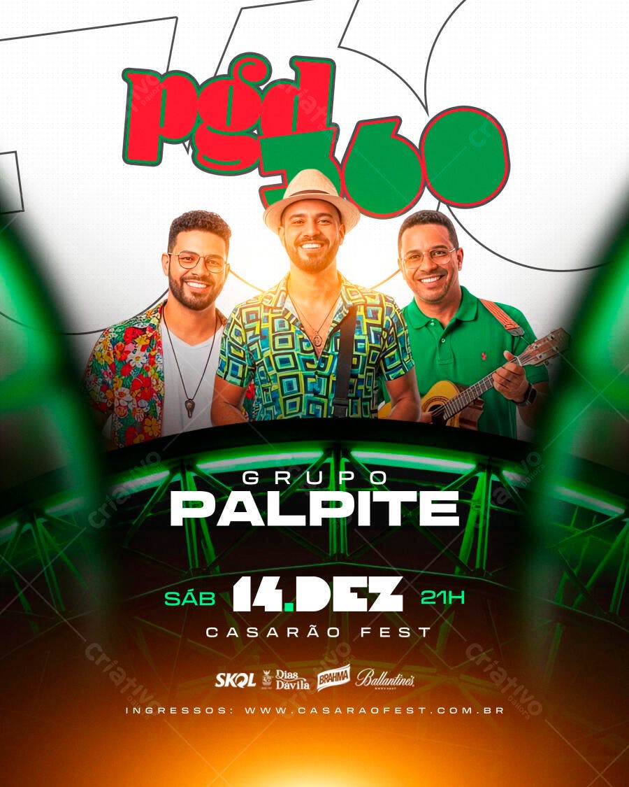 Flyer de Show Grupo Palpite Pé 360 PSD Editável