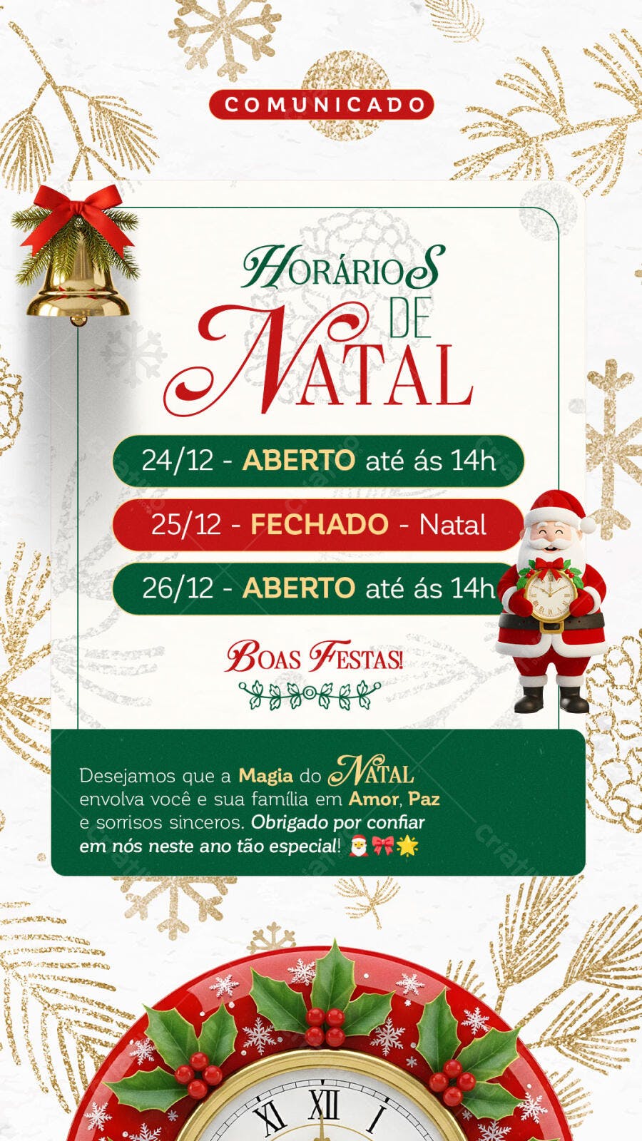 Flyer Horários de Natal para Loja PSD Editável