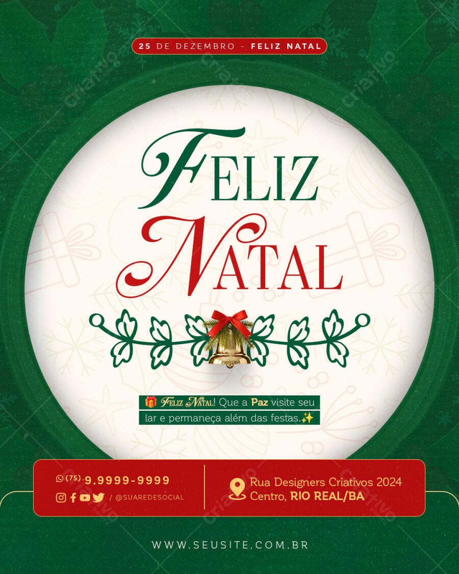 Post para Redes Sociais Feliz Natal 25 de Dezembro PSD Editável