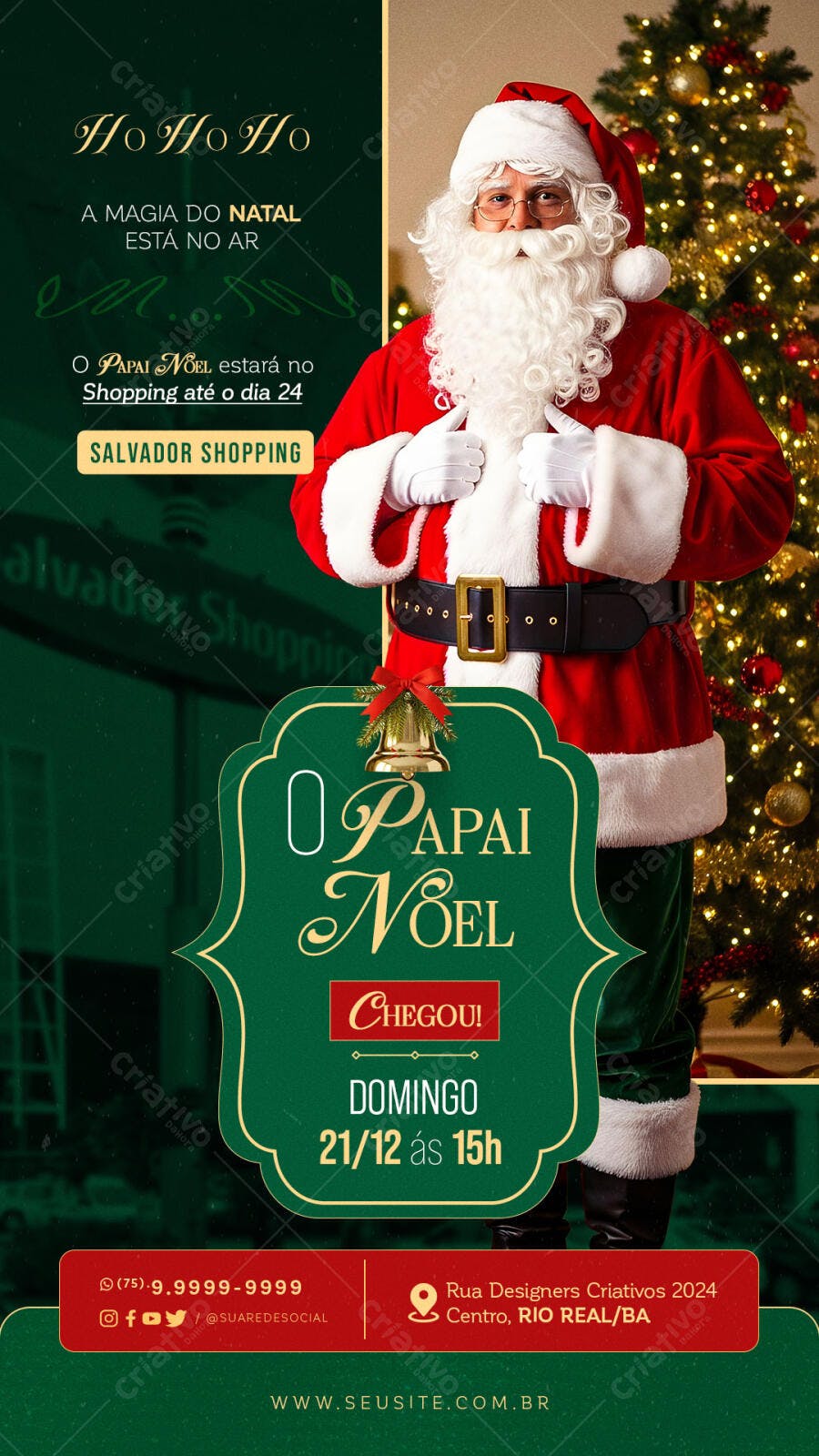 Flyer Papai Noel Chegou Natal Shopping Salvador PSD Editável