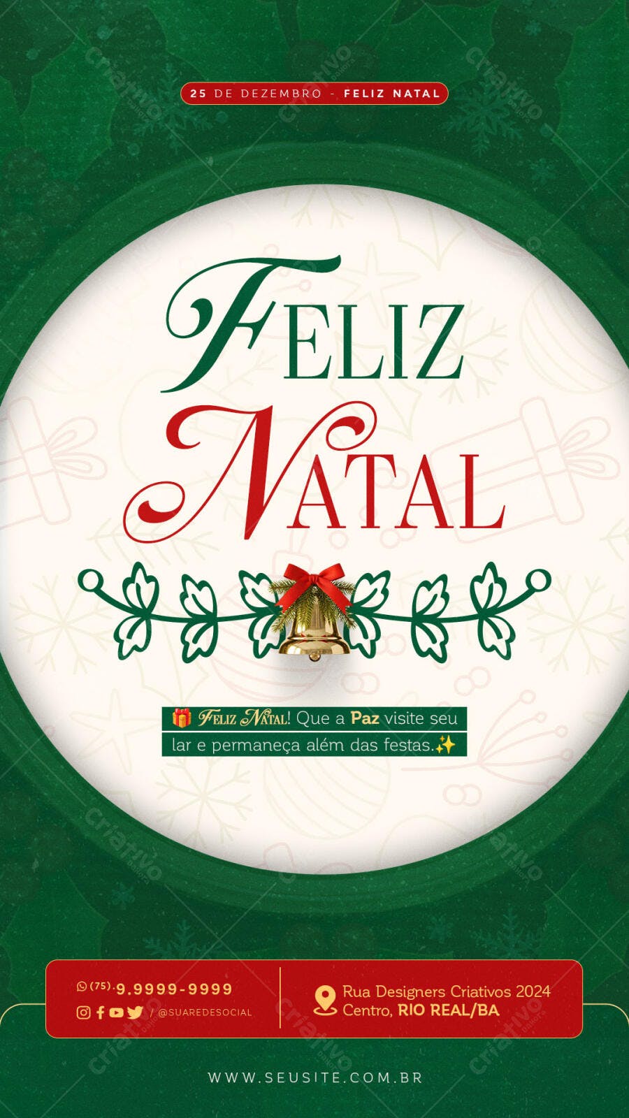 Post para Redes Sociais Feliz Natal 25 de Dezembro PSD Editável