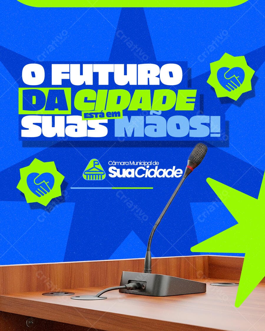 Flyer Eleitoral O Futuro da Cidade em Suas Mãos PSD Editável