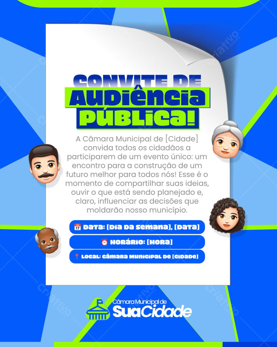 Convite Audiência Pública Câmara Municipal PSD Editável
