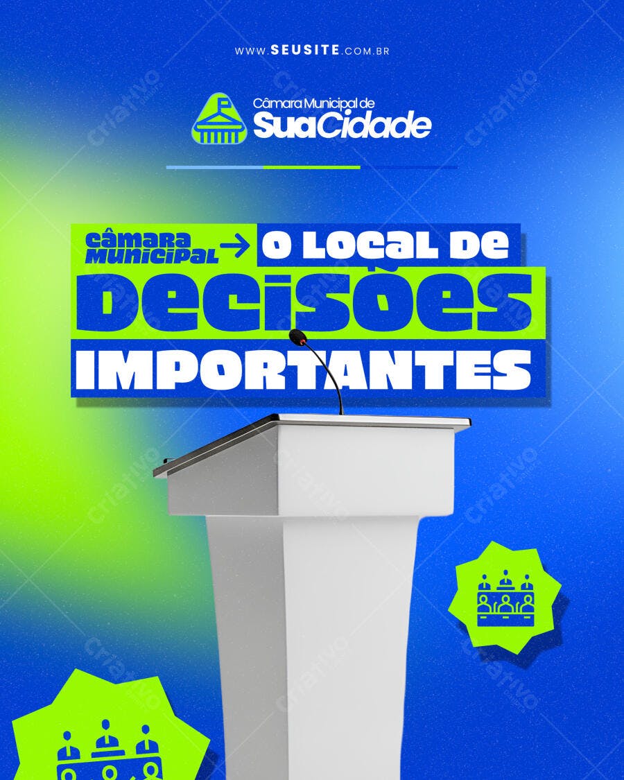 Flyer Digital Câmara Municipal Decisões Importantes PSD Editável