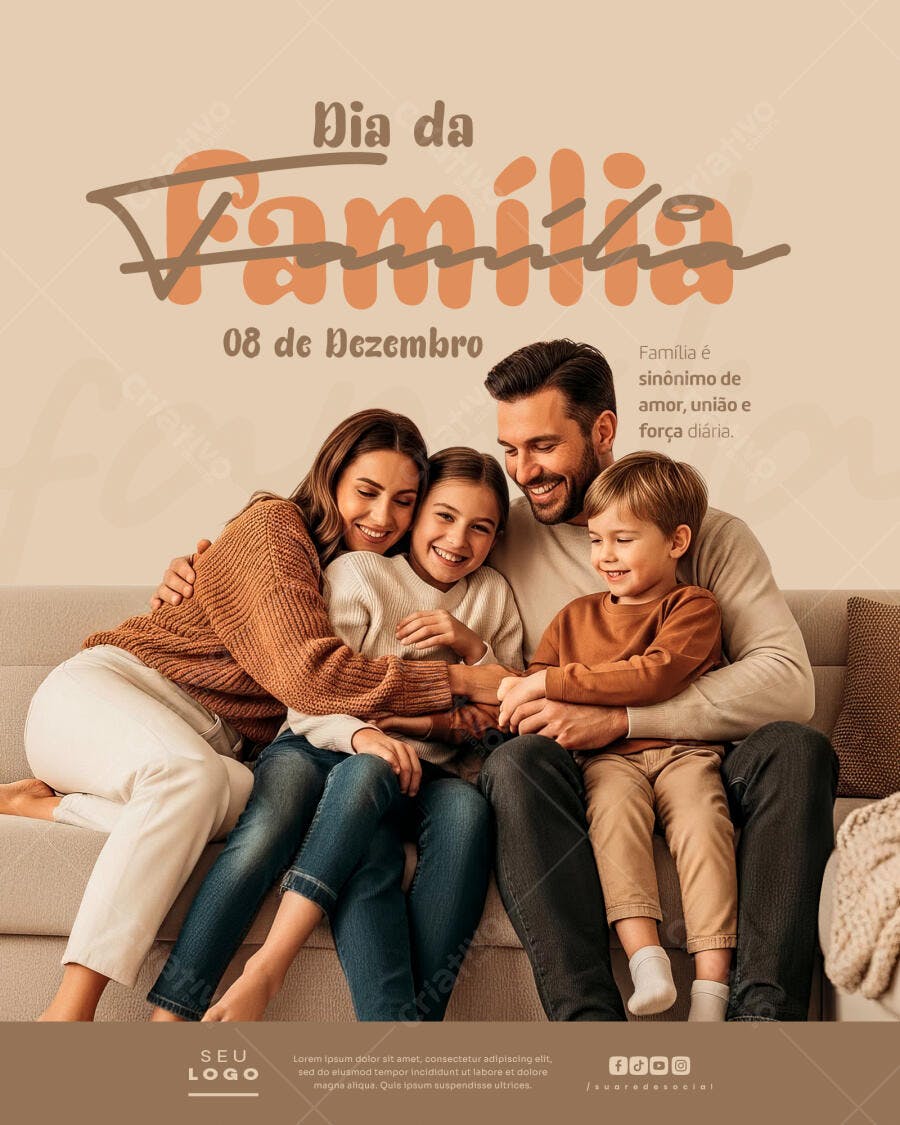 Post para Redes Sociais Dia da Família 08 de Dezembro PSD Editável