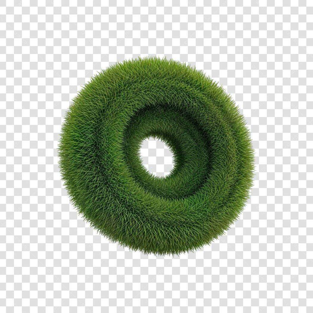 Elemento gráfico anel de grama verde 3D realista textura orgânica PNG fundo transparente