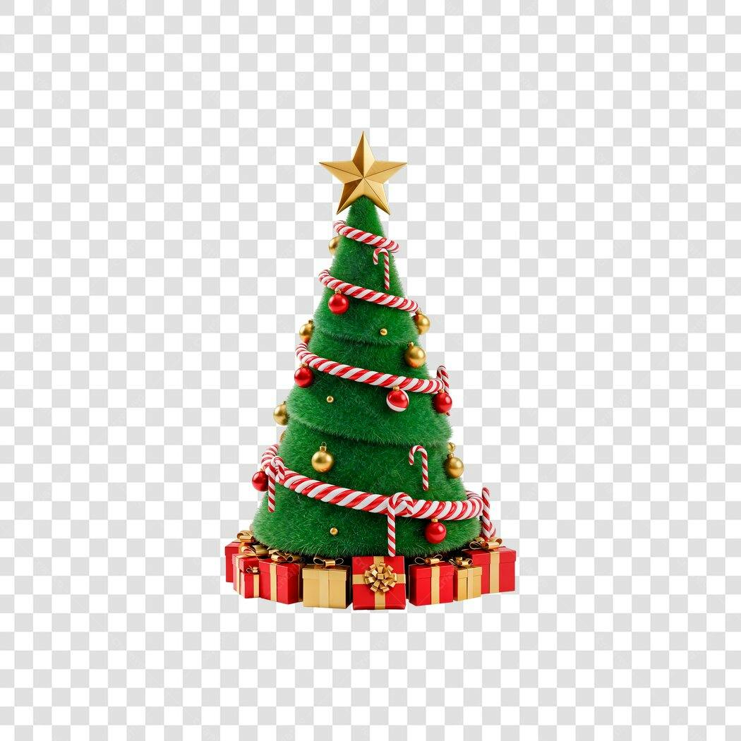 Elemento Gráfico Árvore de Natal Decorada com Presentes PNG com fundo transparente