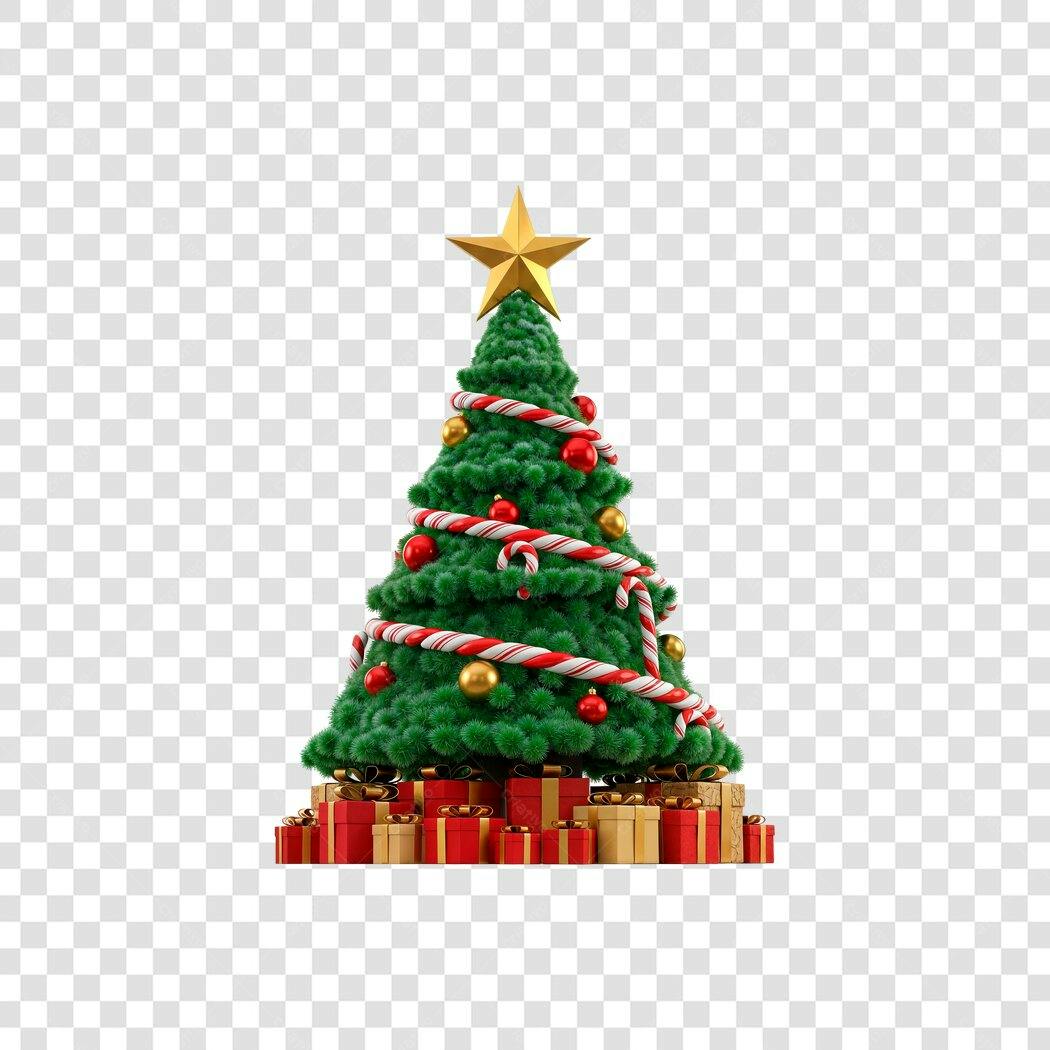 Ilustracao Arvore de Natal com Presentes 25 de Dezembro PNG com fundo transparente