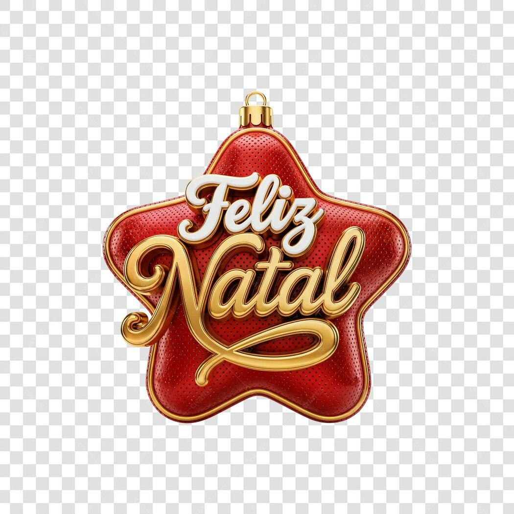 Selo Natal Feliz Natal estrela vermelha dourada PNG com fundo transparente