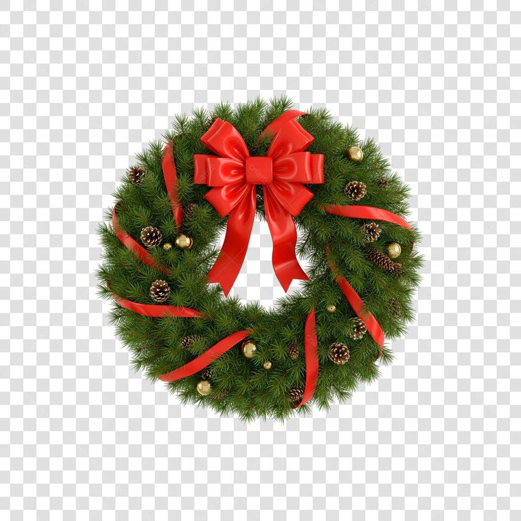 Guirlanda de Natal Vermelha e Verde com Pinhas PNG com fundo transparente