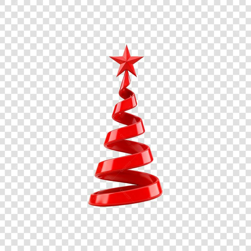 Árvore de Natal minimalista de fita vermelha com estrela PNG com fundo transparente