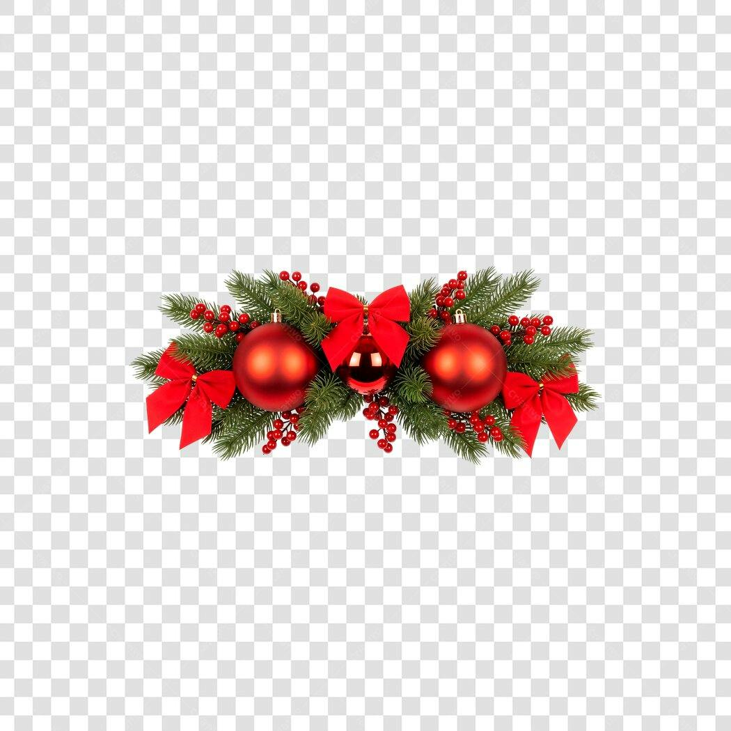 Guirlanda de Natal Decoração Festiva Vermelho Verde PNG com fundo transparente