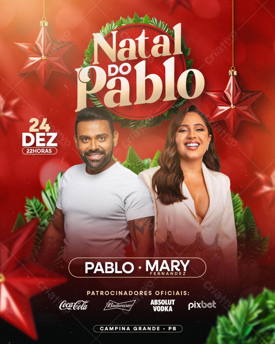 Flyer de Evento Natal do Pablo e Mary Fernandez PSD Editável