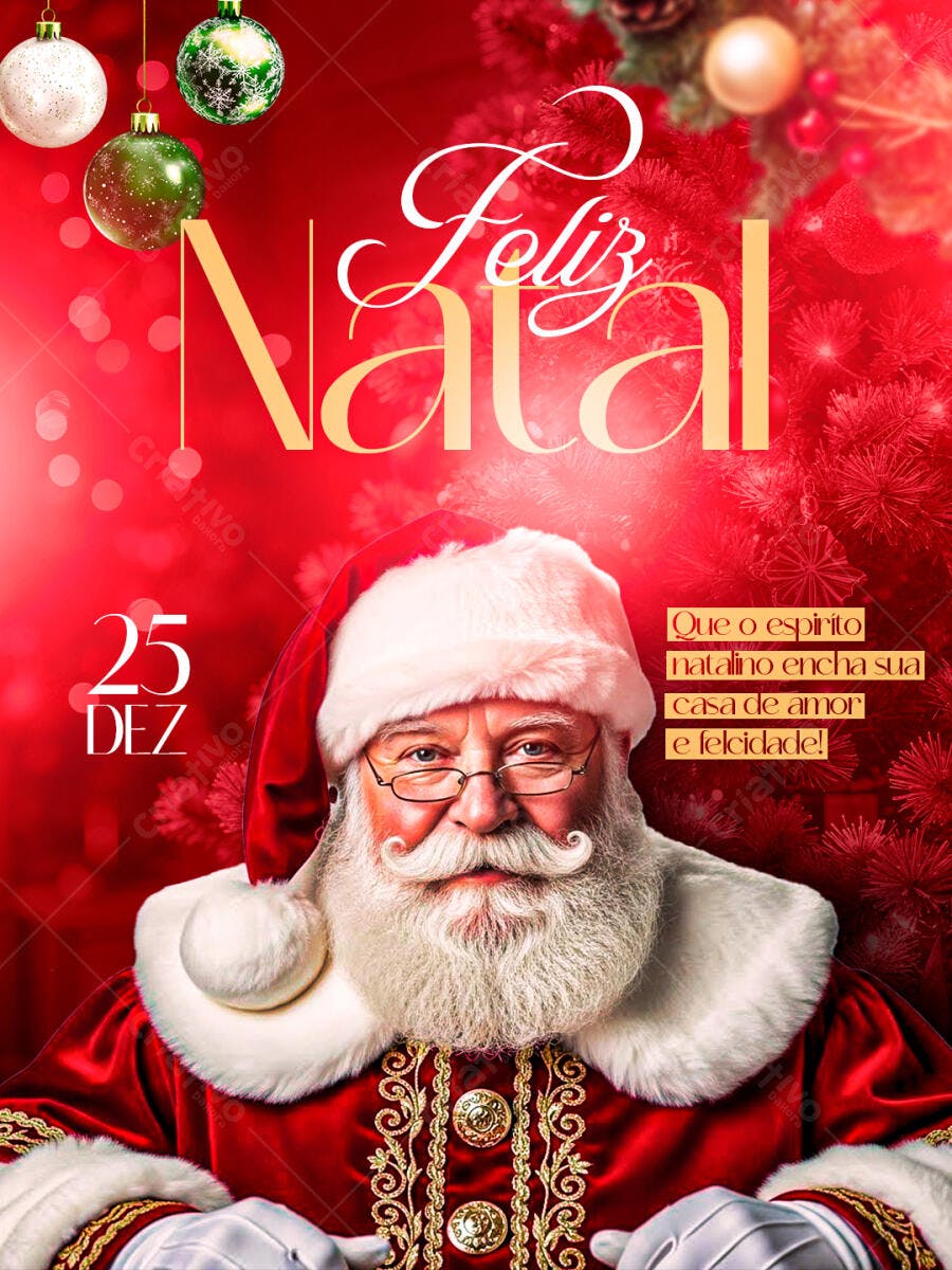 Flyer Feliz Natal com Papai Noel PSD Editável