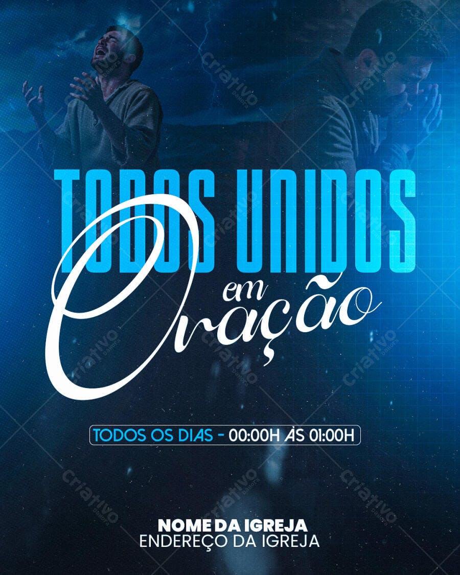 Flyer Campanha de Oração Todos Unidos PSD Editável