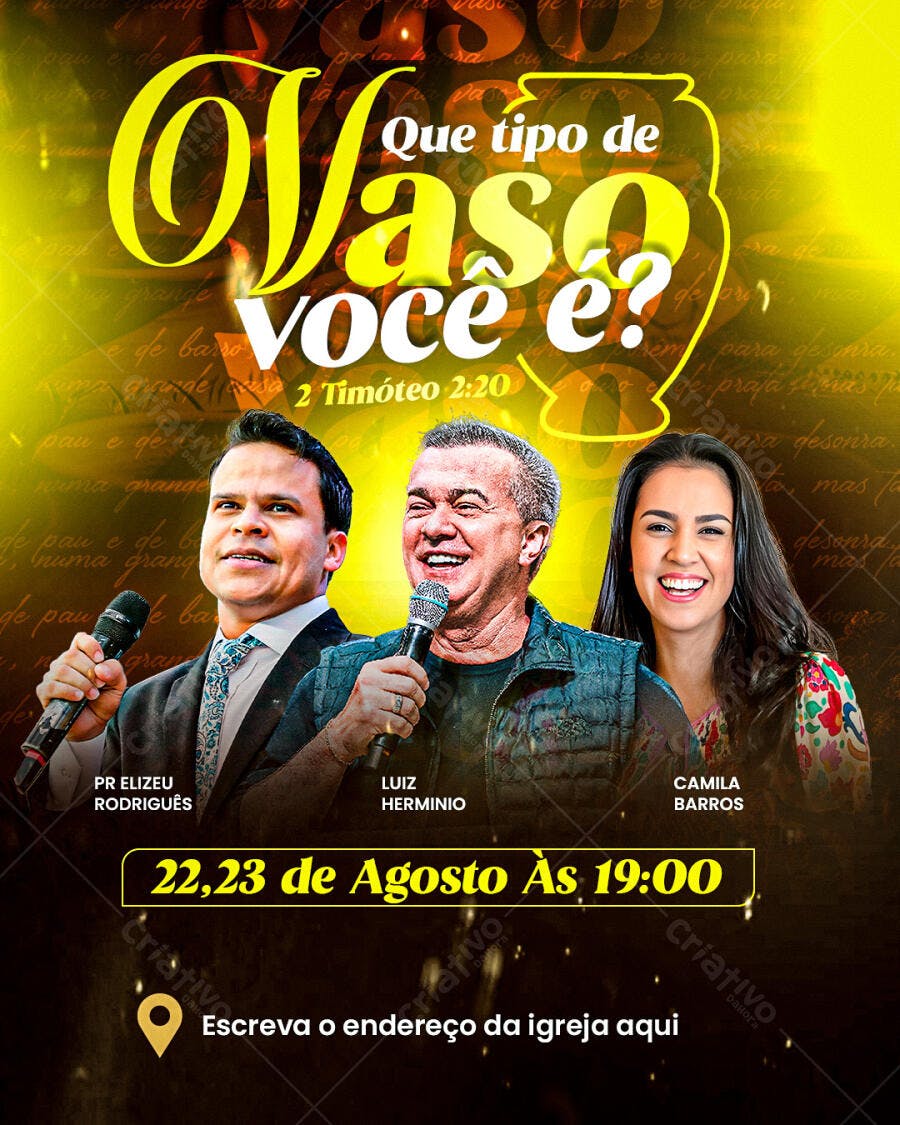 Flyer Conferência Religiosa Que Tipo de Vaso Você É PSD Editável