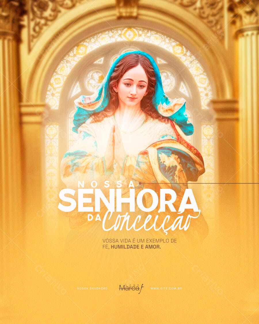 Flyer Religioso para Nossa Senhora da Conceição PSD Editável