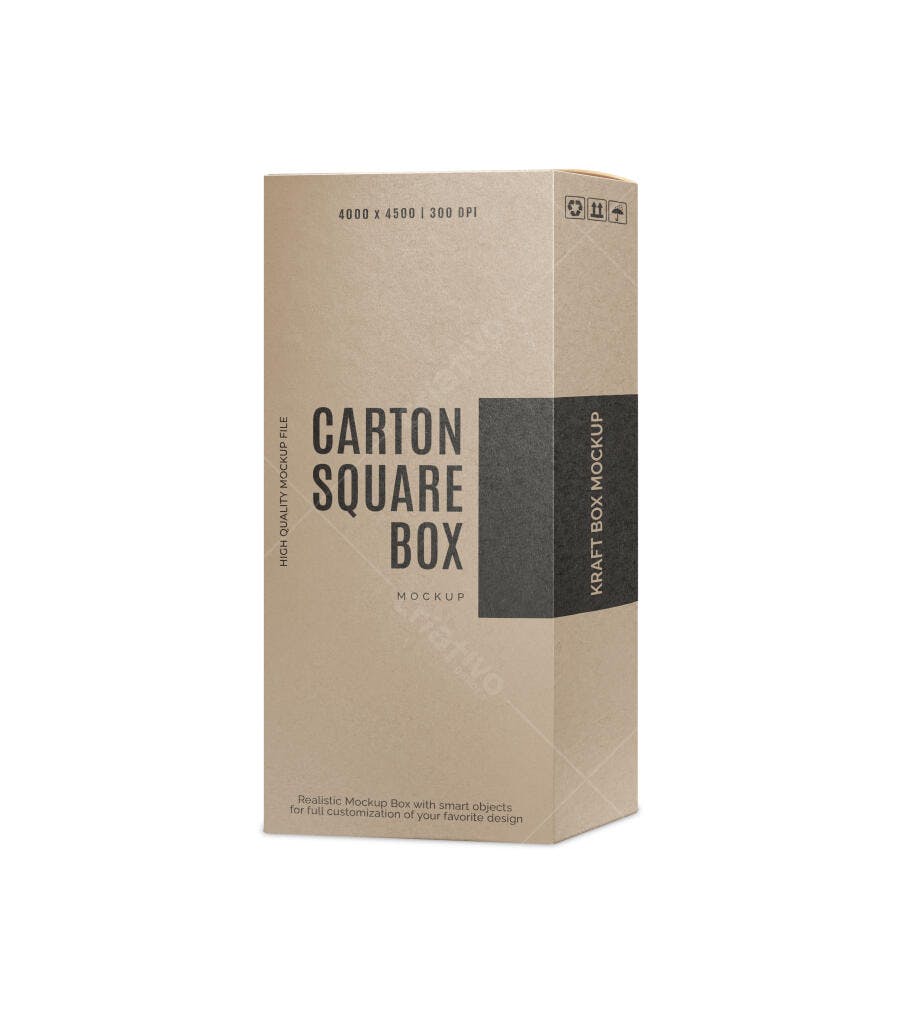 Mockup Realista de Caixa Retangular Kraft Marrom para Embalagem e Branding