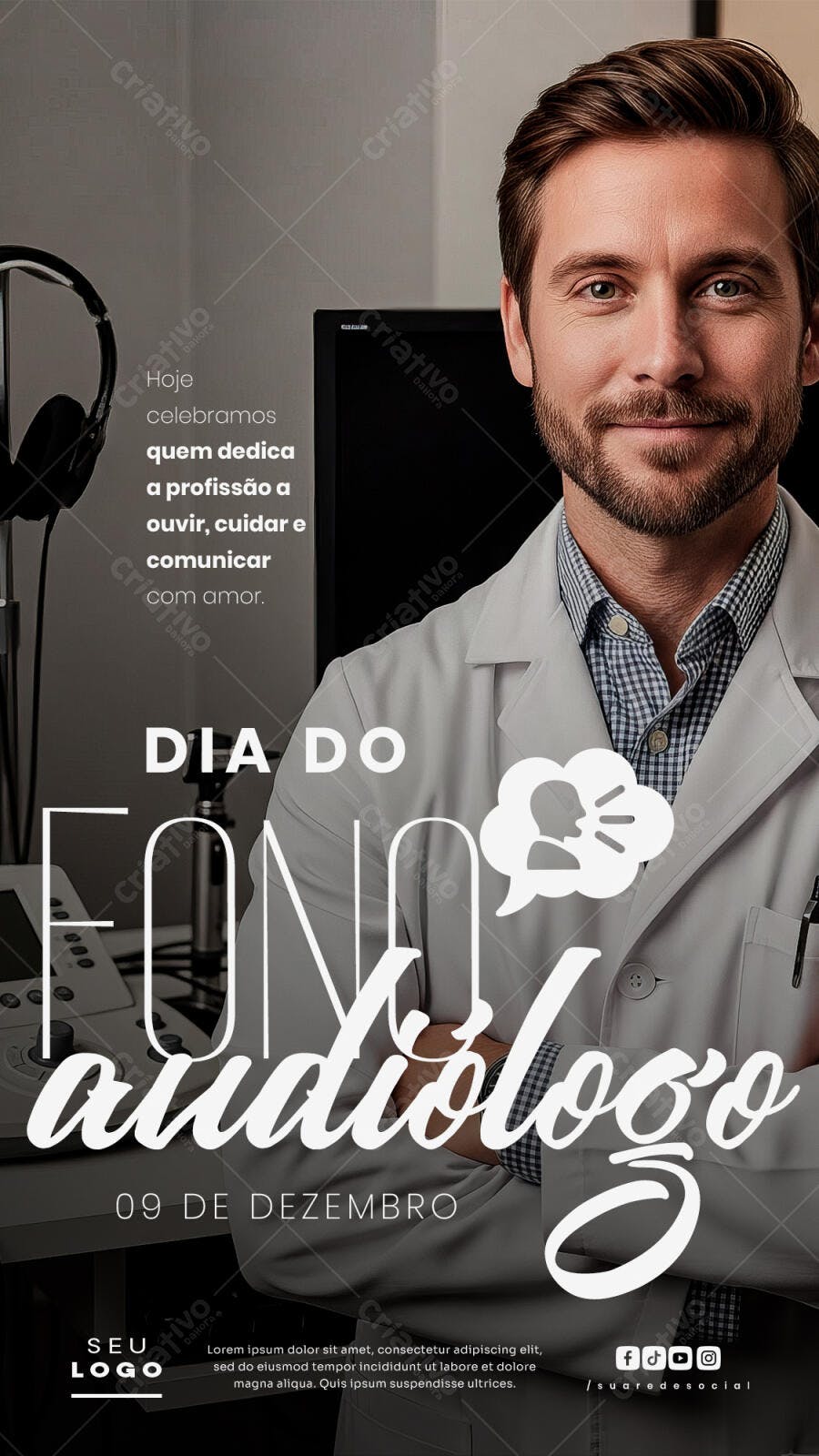 Post para Redes Sociais Dia do Fonoaudiólogo PSD Editável