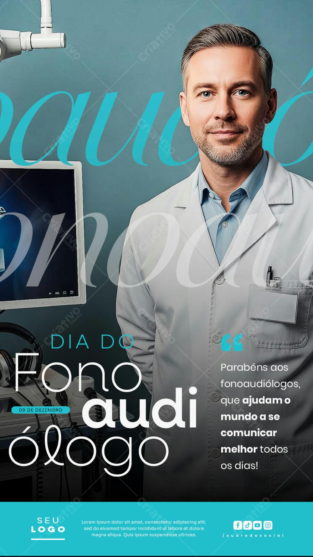 Post Vertical Dia do Fonoaudiólogo Masculino com Equipamentos PSD ...